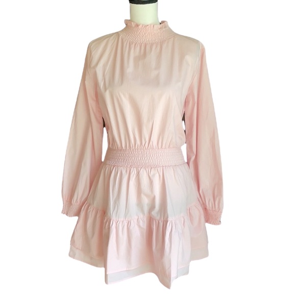 Nasty Gal Coquette Girl Barbie Millennial Blush Pink Smocked Waist Dress Size 4 - Picture 4 of 15